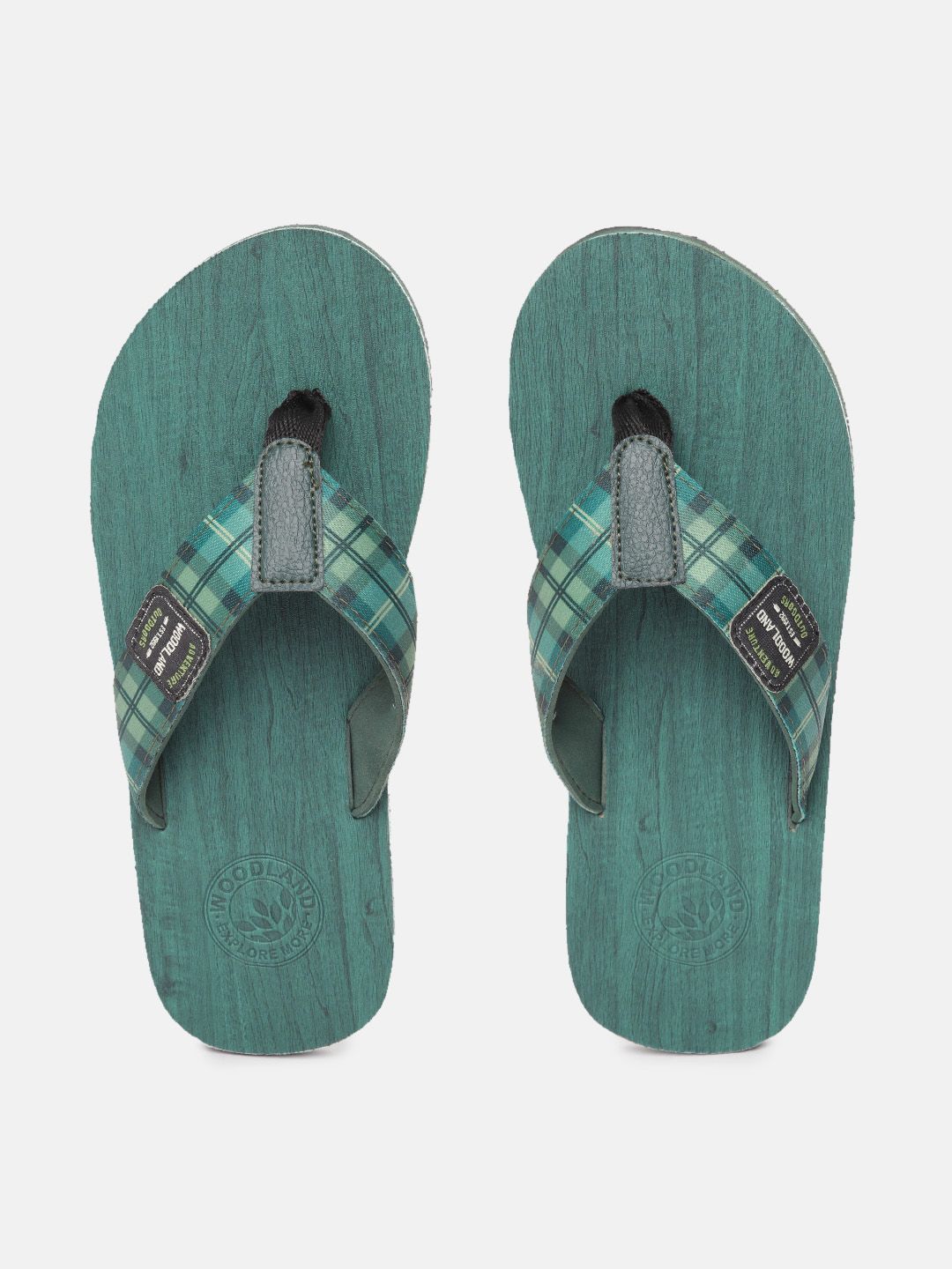 Woodland Men Checked Thong Flip-Flops