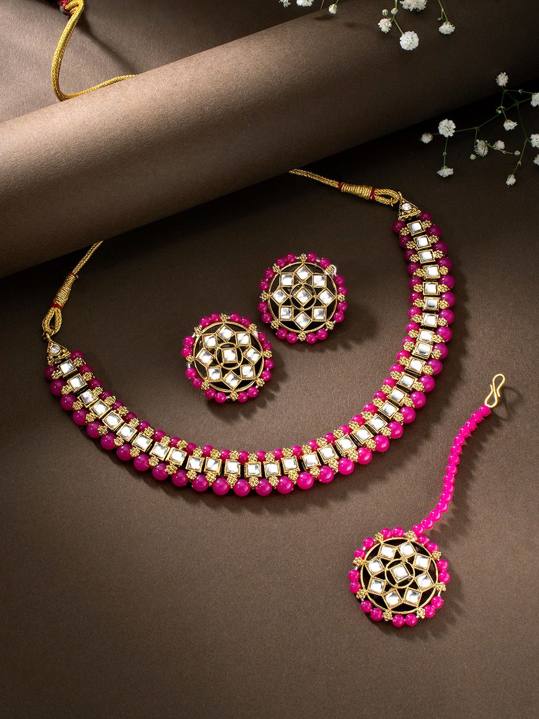 Peora Gold-Plated Kundan Jewellery Set