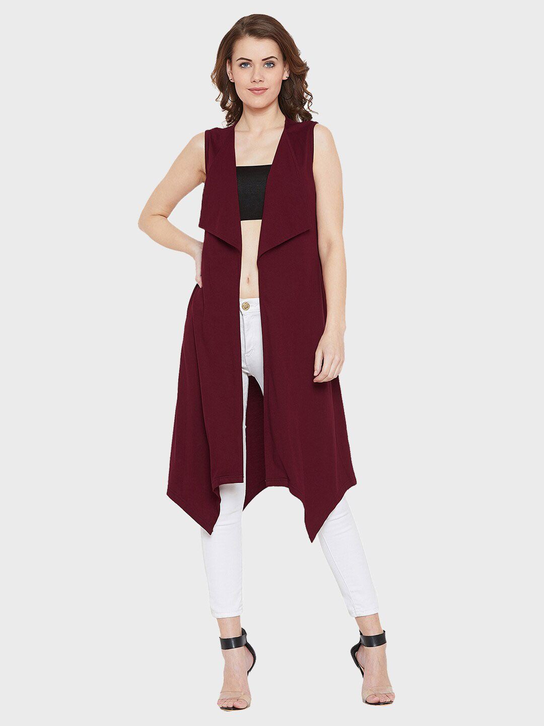 Hypernation Women Pure Cotton Solid Longline Shrug