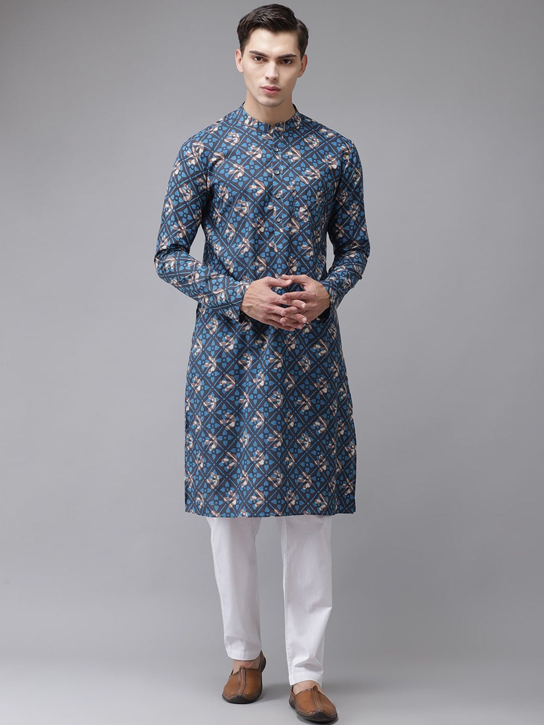 See Designs Men Ethnic Motifs Printed Pure Cotton Kurta With Trousers
