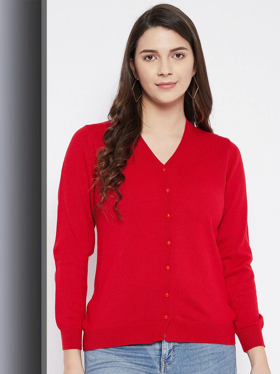 Zigo Women Solid V Neck Cardigan