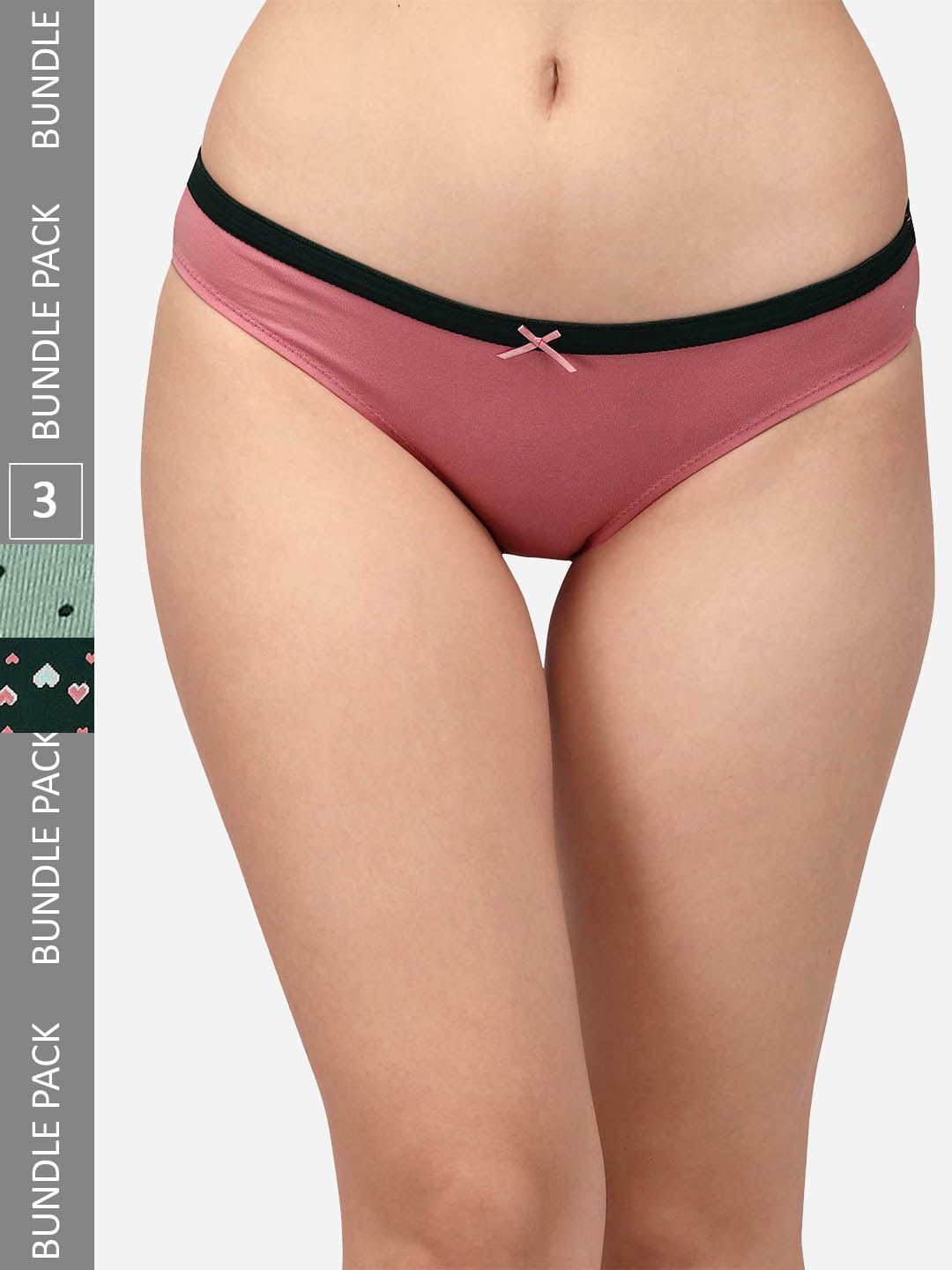 SOIE Women Mid Rise Medium Coverage Solid and Printed Cotton Stretch Brief  (Pack of 3)