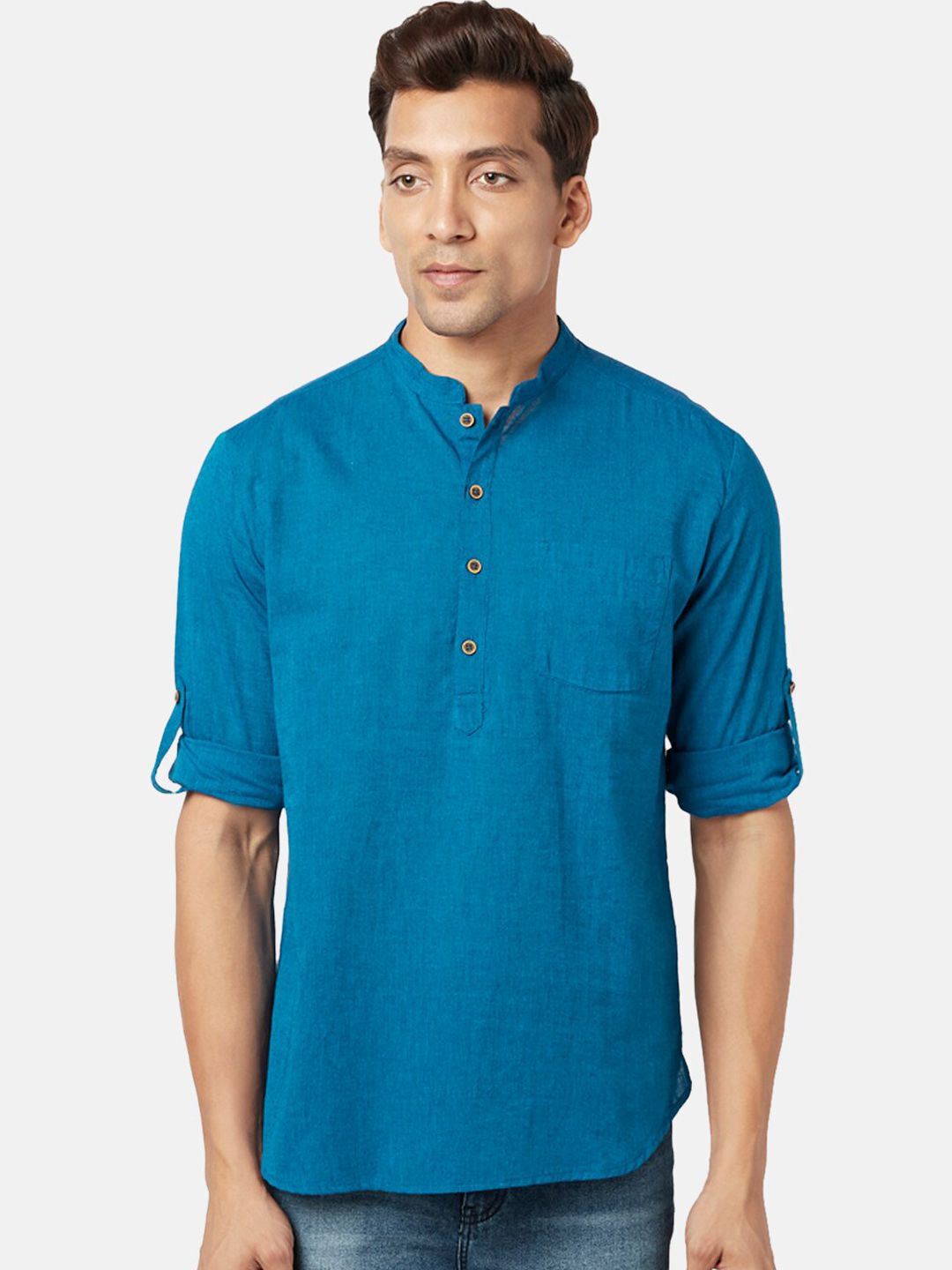 indus route by Pantaloons Men Blue Kurta