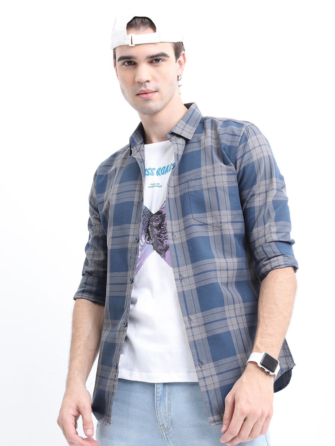 HIGHLANDER Men Checked Casual Slim Fit Shirt