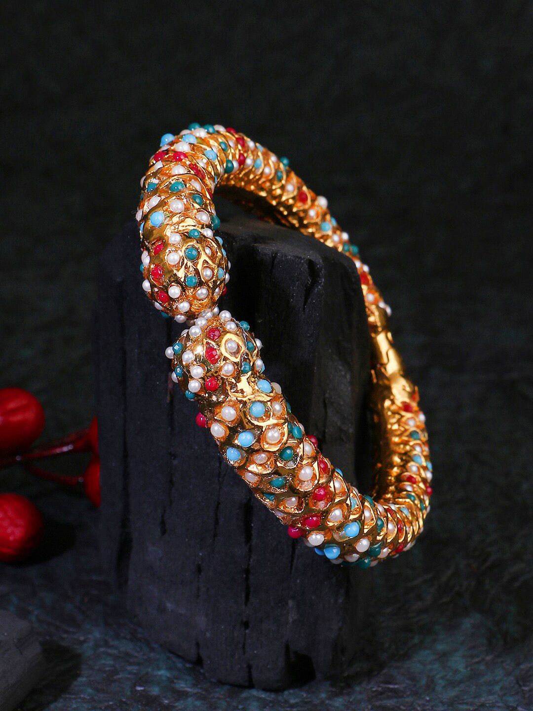 Buy Adwitiya Collection Gold Plated Beaded Kada Bangle -  - Accessories for Women
