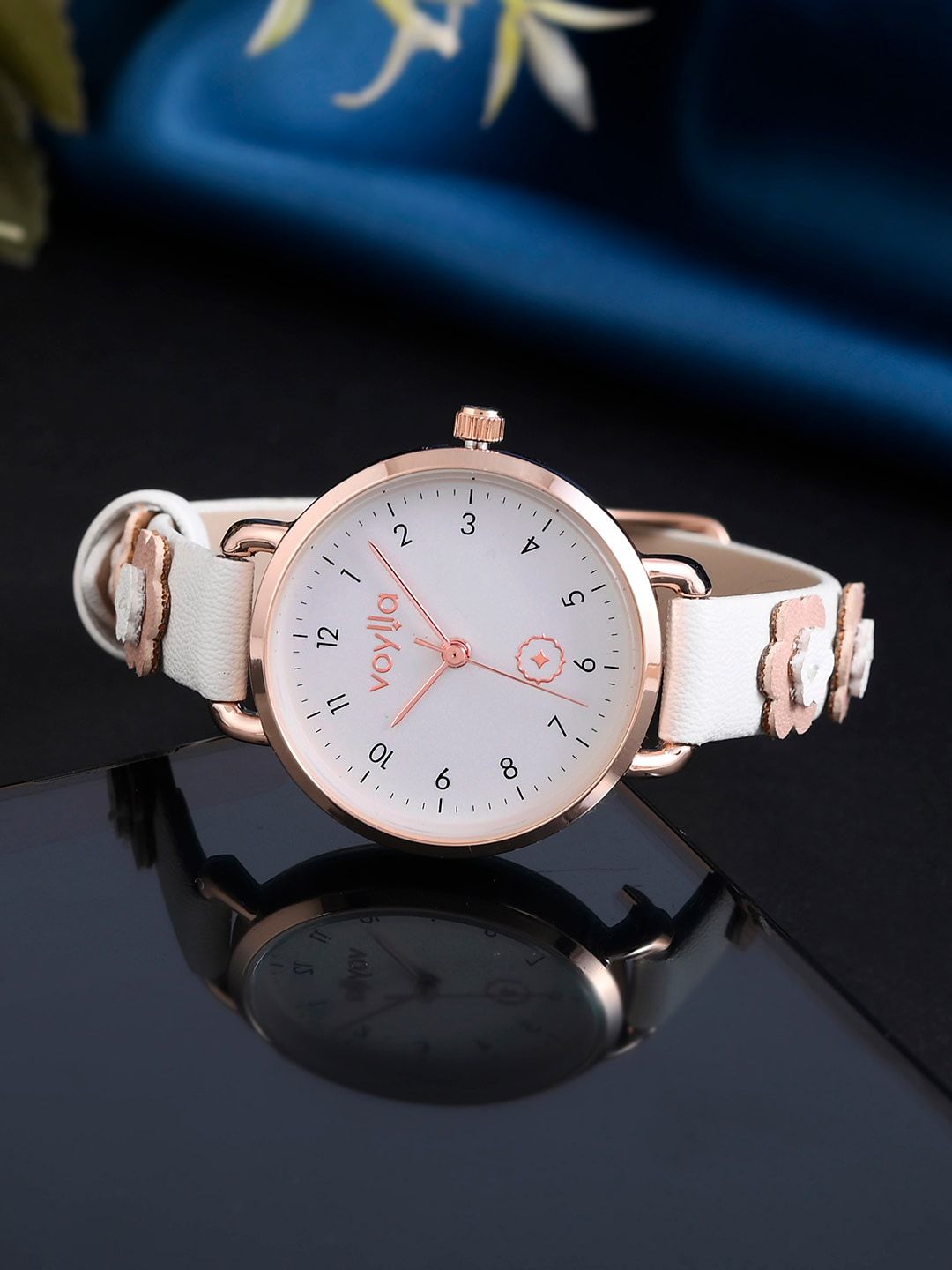 Voylla White and Gold Analog Watch