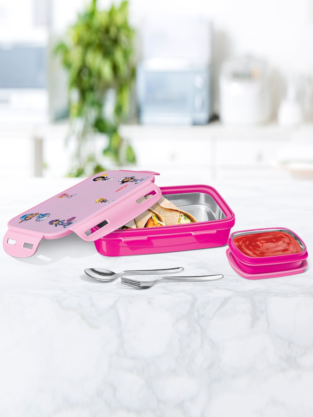 MILTON Steely Deluxe Mini Dark Pink Stainless Steel Insulated Leakproof Tiffin Box - 300ml