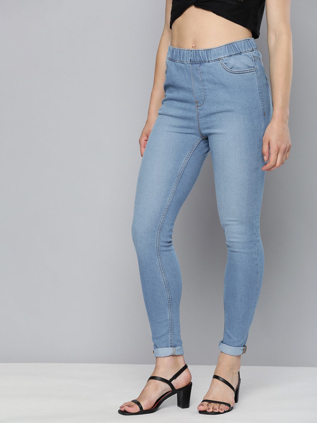 HERE&NOW Women Light Fade Medium Shade Mid-Rise Jeggings