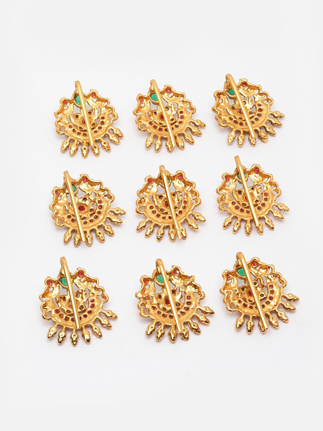 Price History - PANASH Set of 9 Gold-Plated Peacock Stone-Studded Hair ...