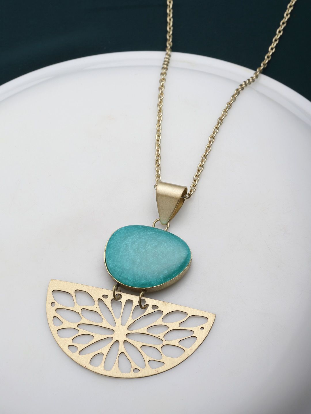 PANASH Gold-Plated Stone-Studded Pendant with Chain