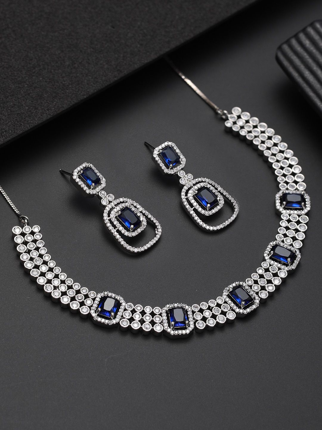 Buy Jazz And Sizzle Silver Plated American Diamond Studded Jewellery Set -  - Accessories for Women