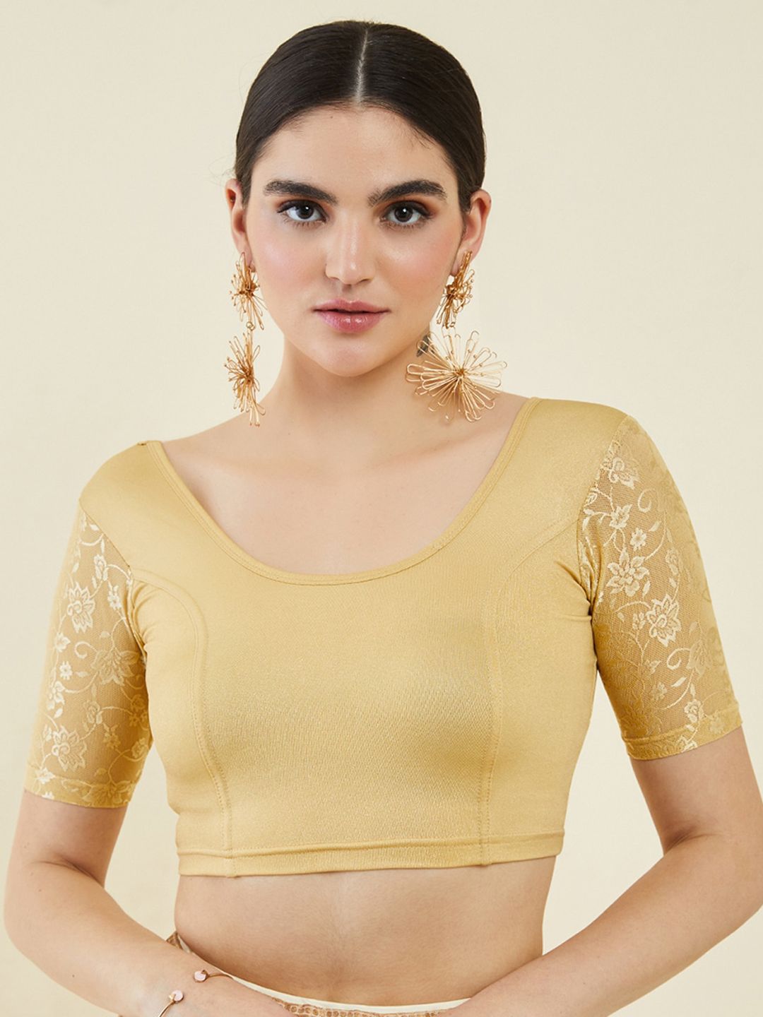 Soch Self-Design Sleeves Princess Cut Saree Blouse