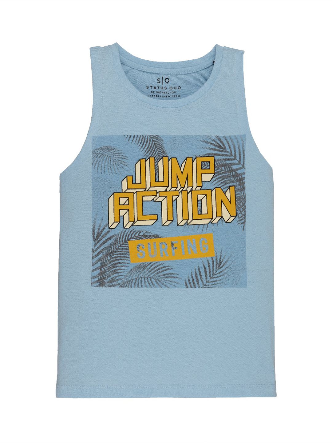 Status Quo Boys Typography Printed Sleeveless Cotton T-shirt