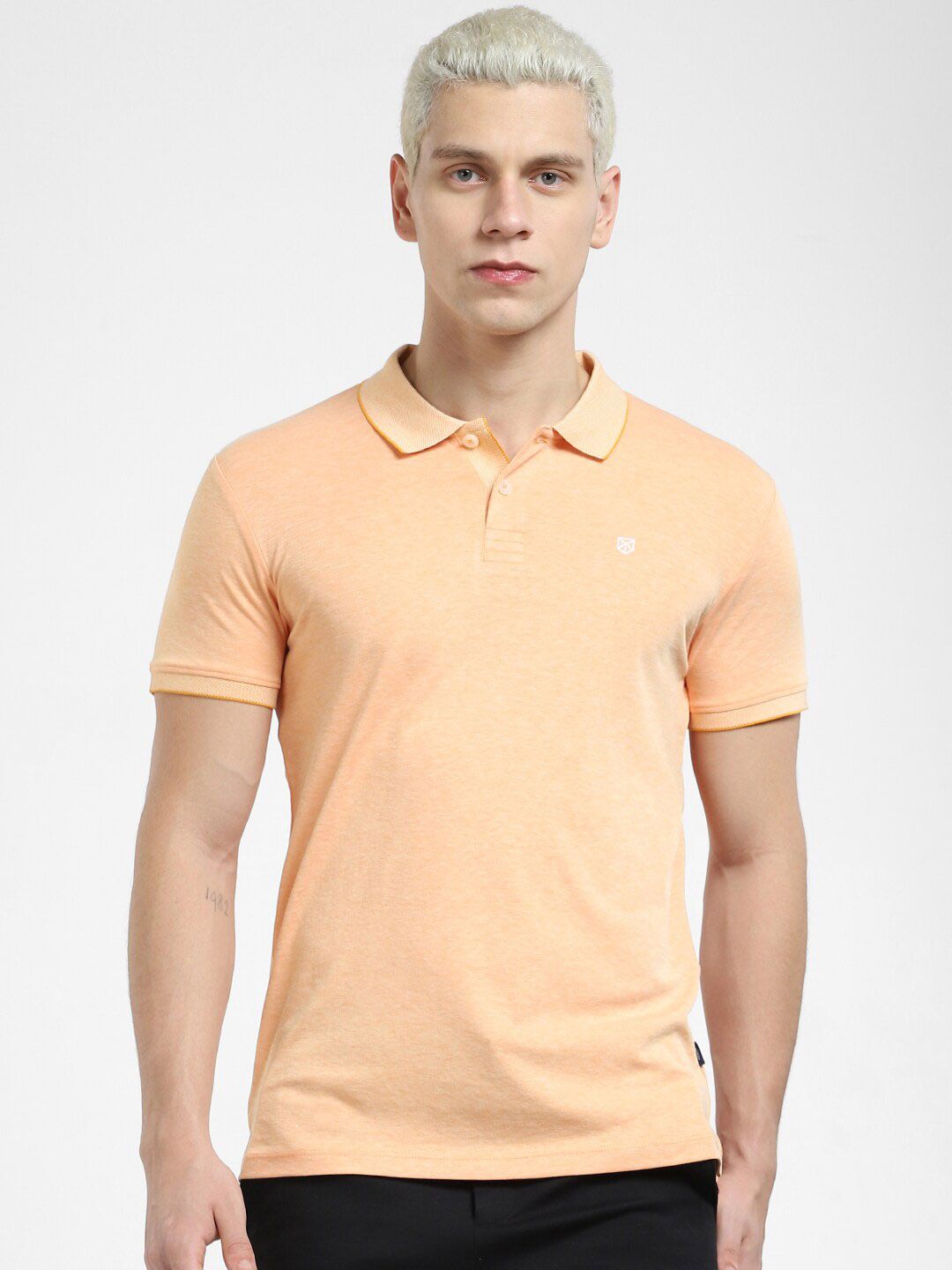 Jack & Jones Men Polo Collar Slim Fit Cotton T-shirt