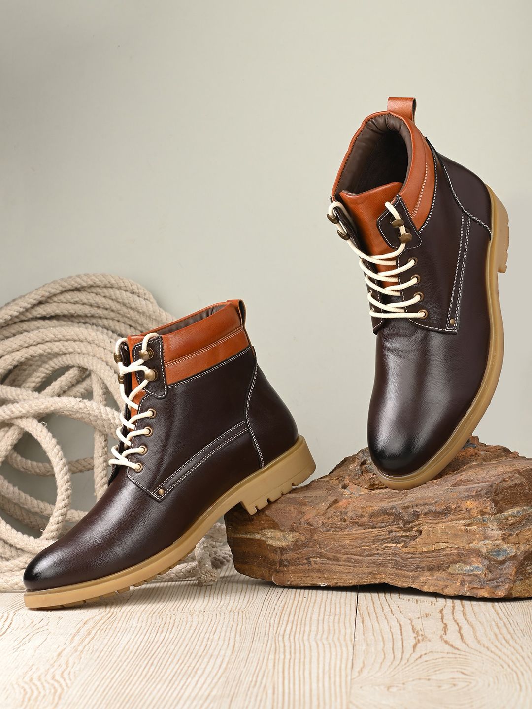 The Roadster Co. Men Colourblocked Lace-Up Regular Boots