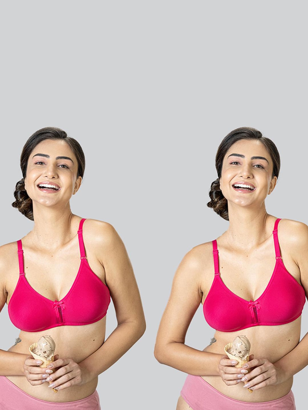 LYRA Pack Of 2 Cotton Rich Mesh Ladder Wire Free Moulded and Seamless Bra