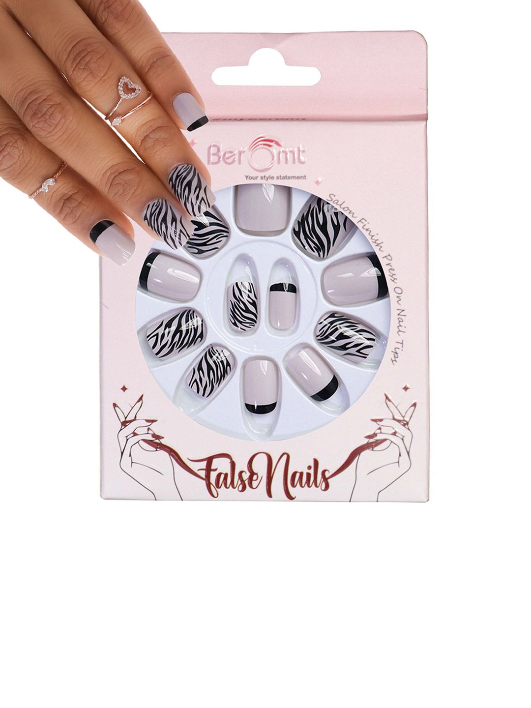BEROMT 12-Pcs Animal Printed False Nails Box-30 gm