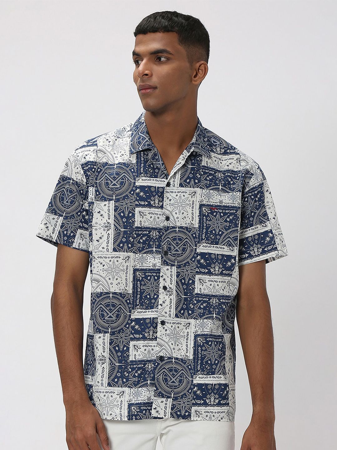 Mufti Printed Trim Slim Fit Casual Shirt