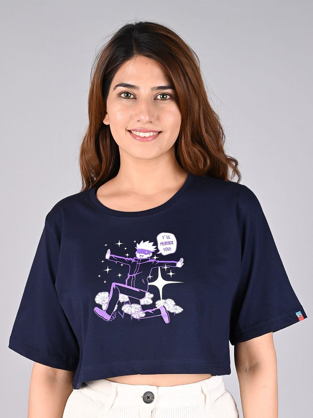 COMICSENSE Anime Printed Jujutsu Kaisen Boxy Cotton Crop Top