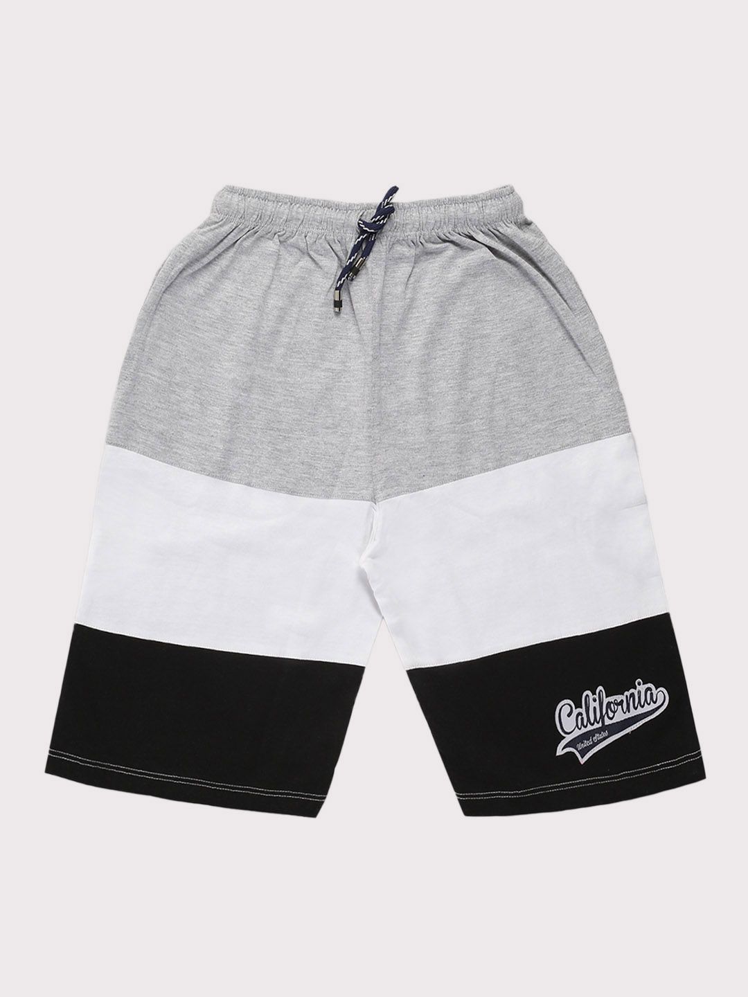 Nottie Planet Boys Colourblocked Mid Rise Pure Cotton Shorts