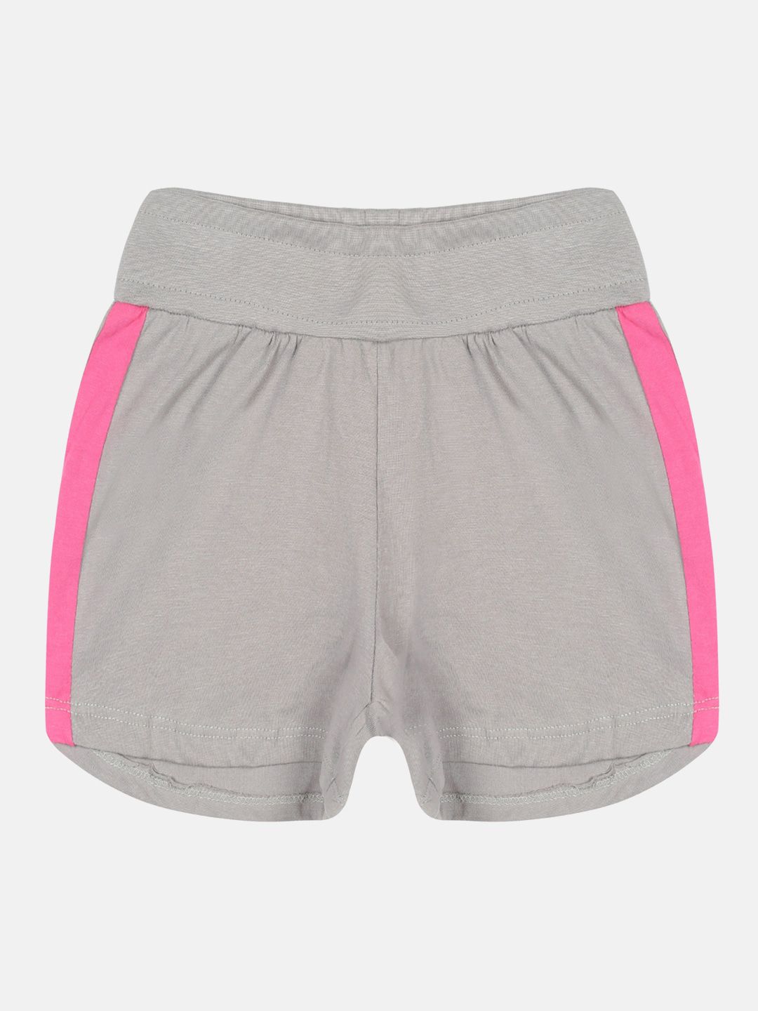KiddoPanti Girls Pure Cotton Cut & Sew Mid-Rise Side Panel Shorts