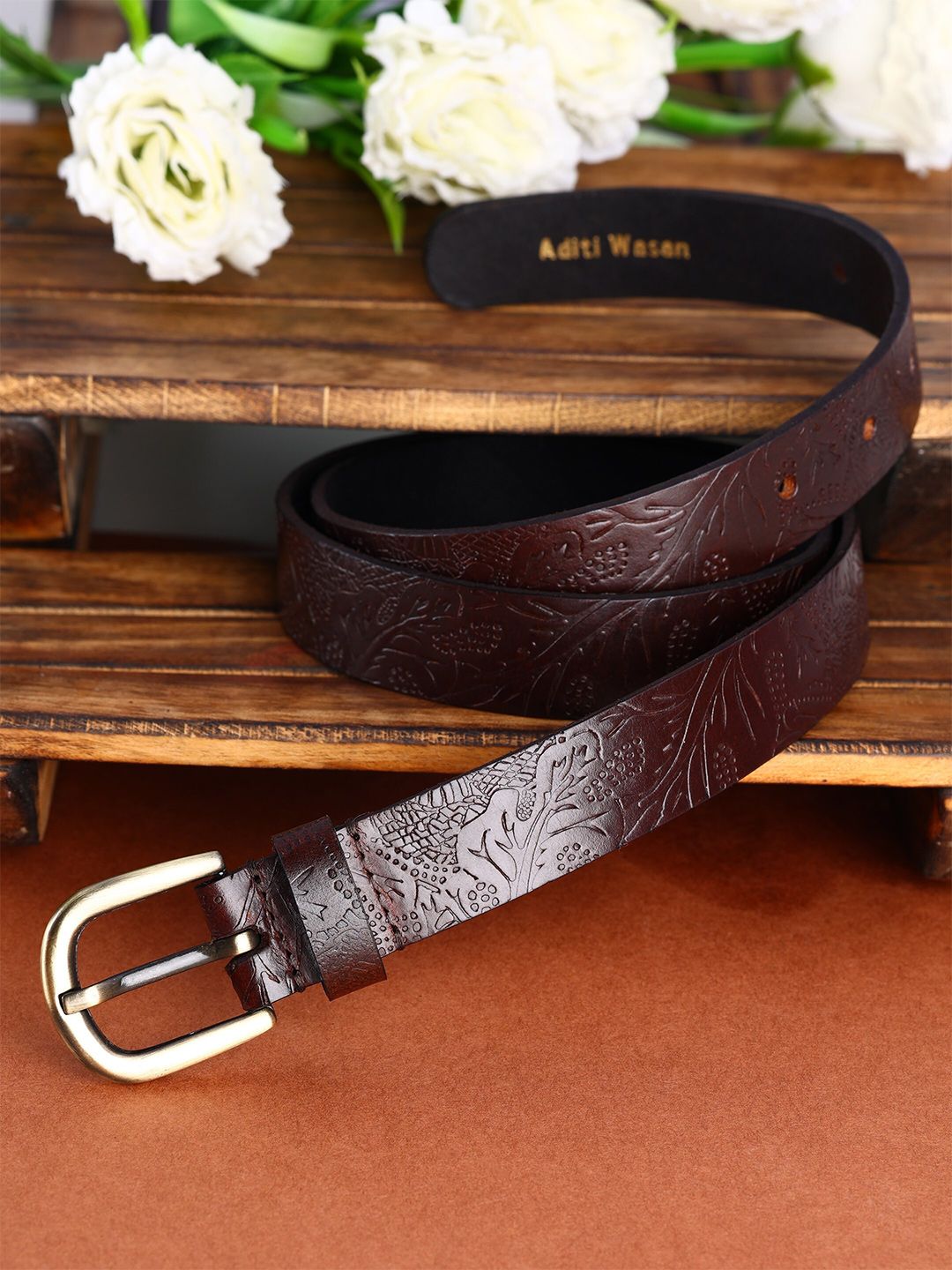 Buy Aditi Wasan Women Textured Leather Belt -  - Accessories for Women