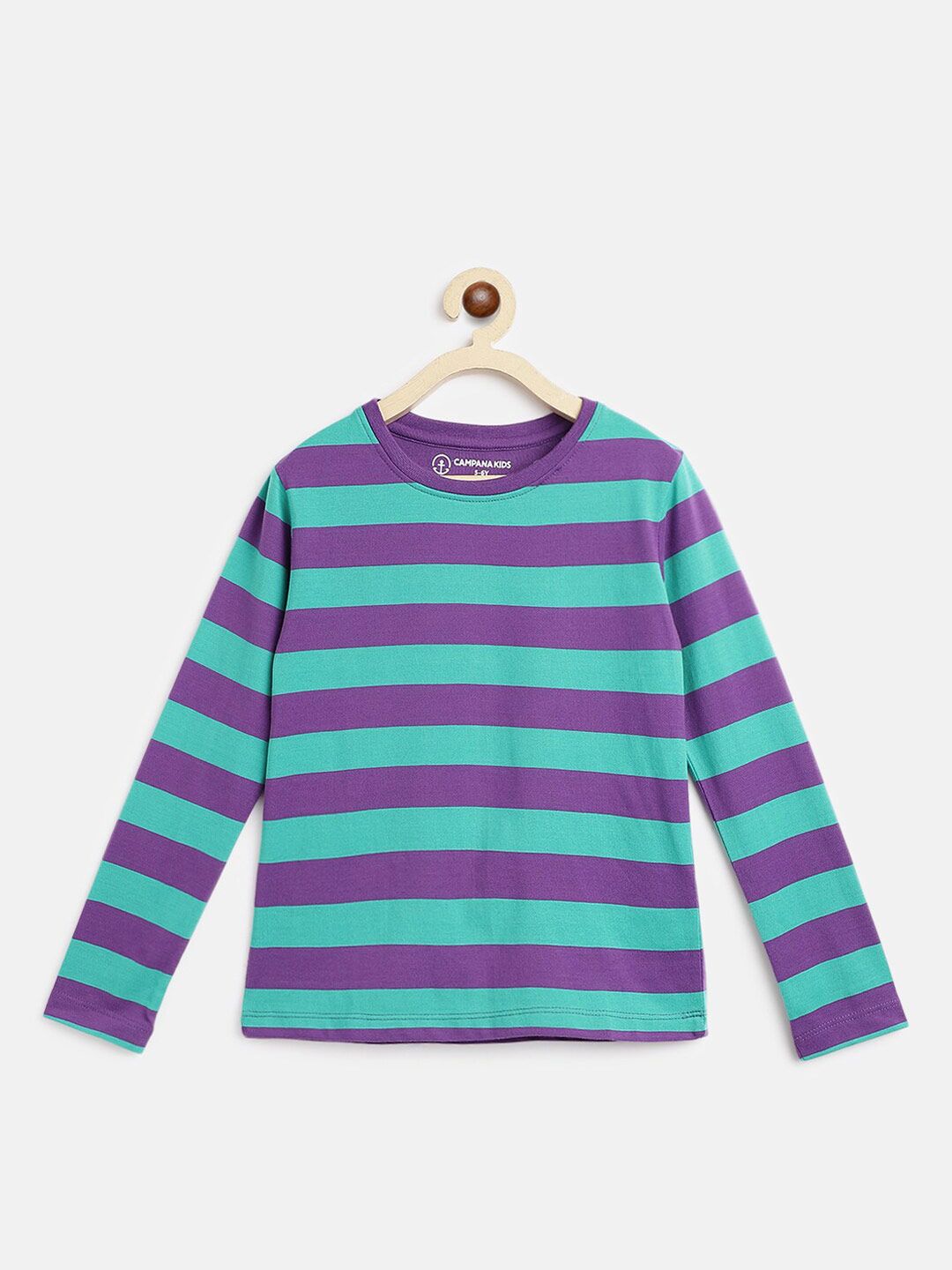 Campana Girls Striped Long Sleeve Cotton T-shirt