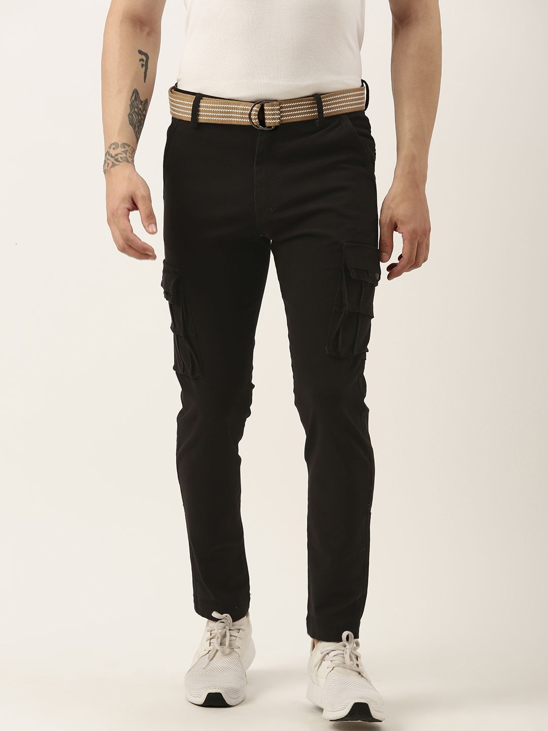 Sports52 wear Men Pure Cotton Solid Mid-Rise Comfort Cargos