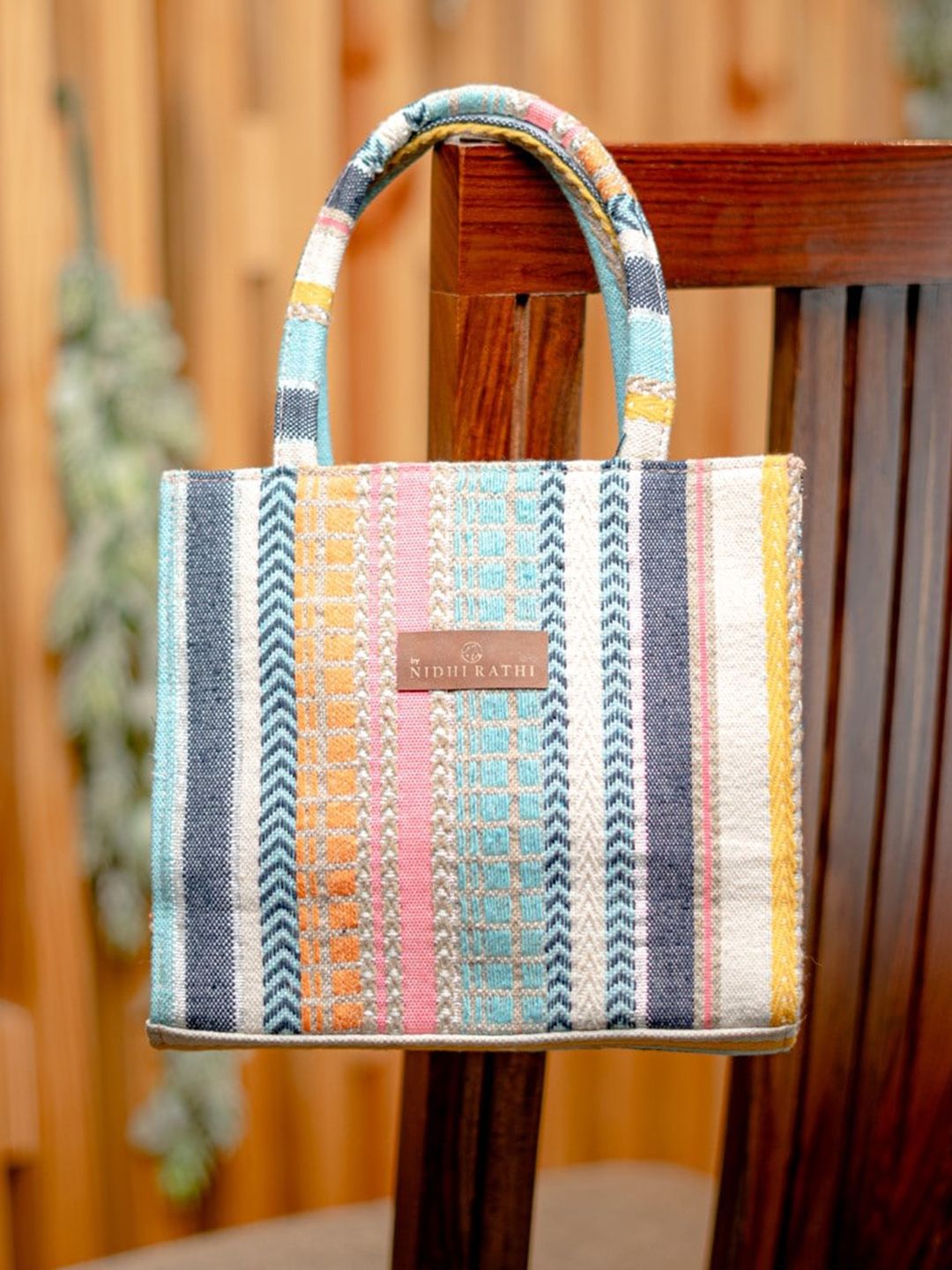 NR By Nidhi Rathi Multicoloured Self Structured Tote Bag Sling Handbag