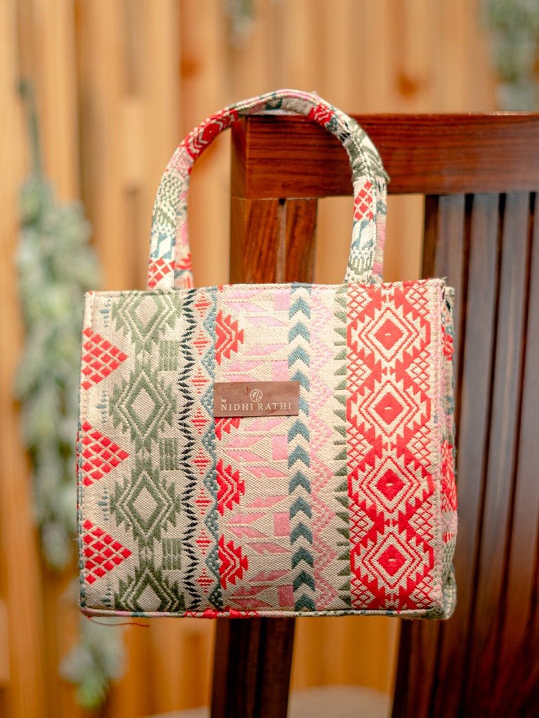NR By Nidhi Rathi Green Self Shopper Tote Bag Sling Quilted Handbag