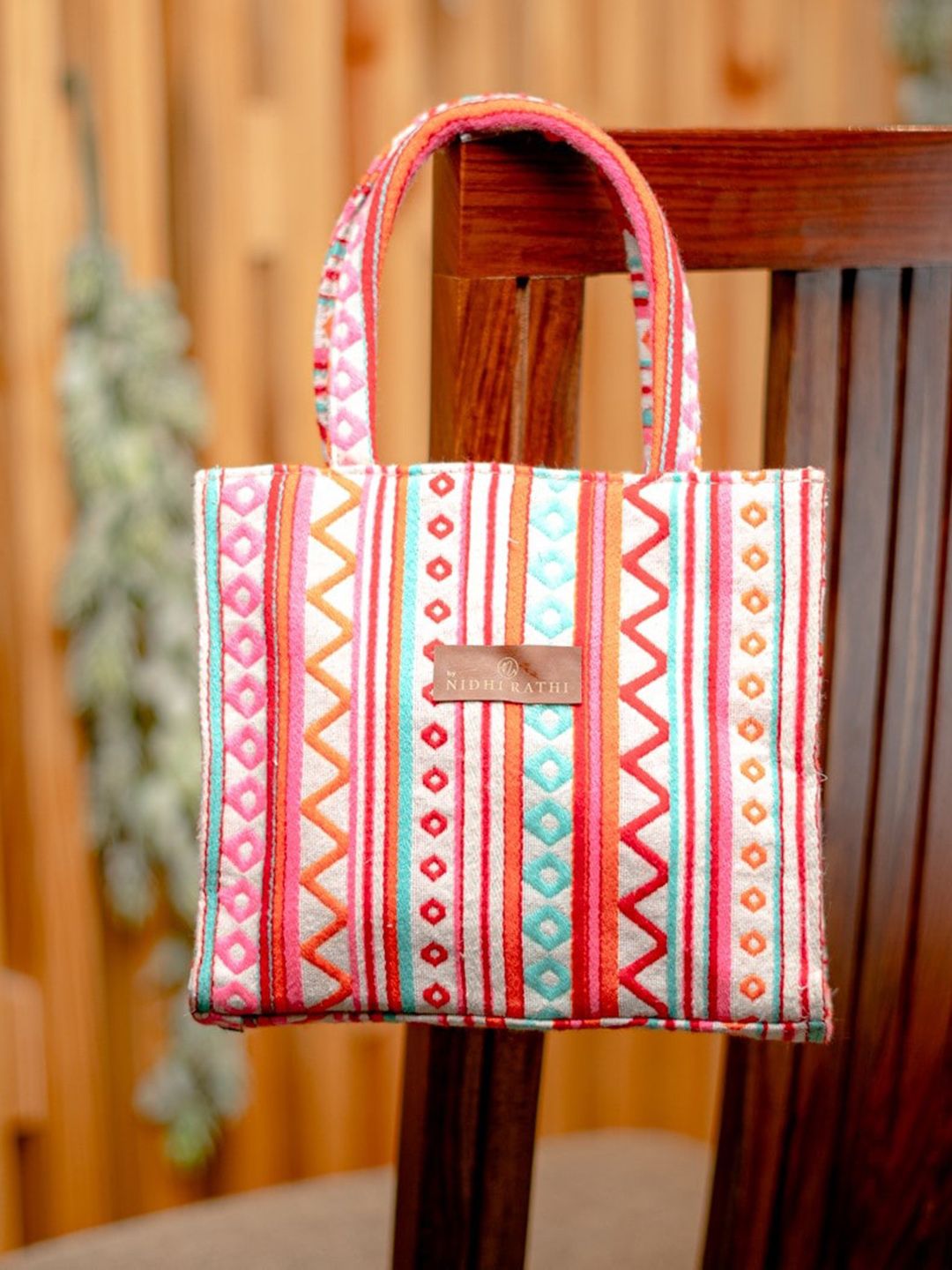 NR By Nidhi Rathi White Self Small Tote Bag Sling Handbag