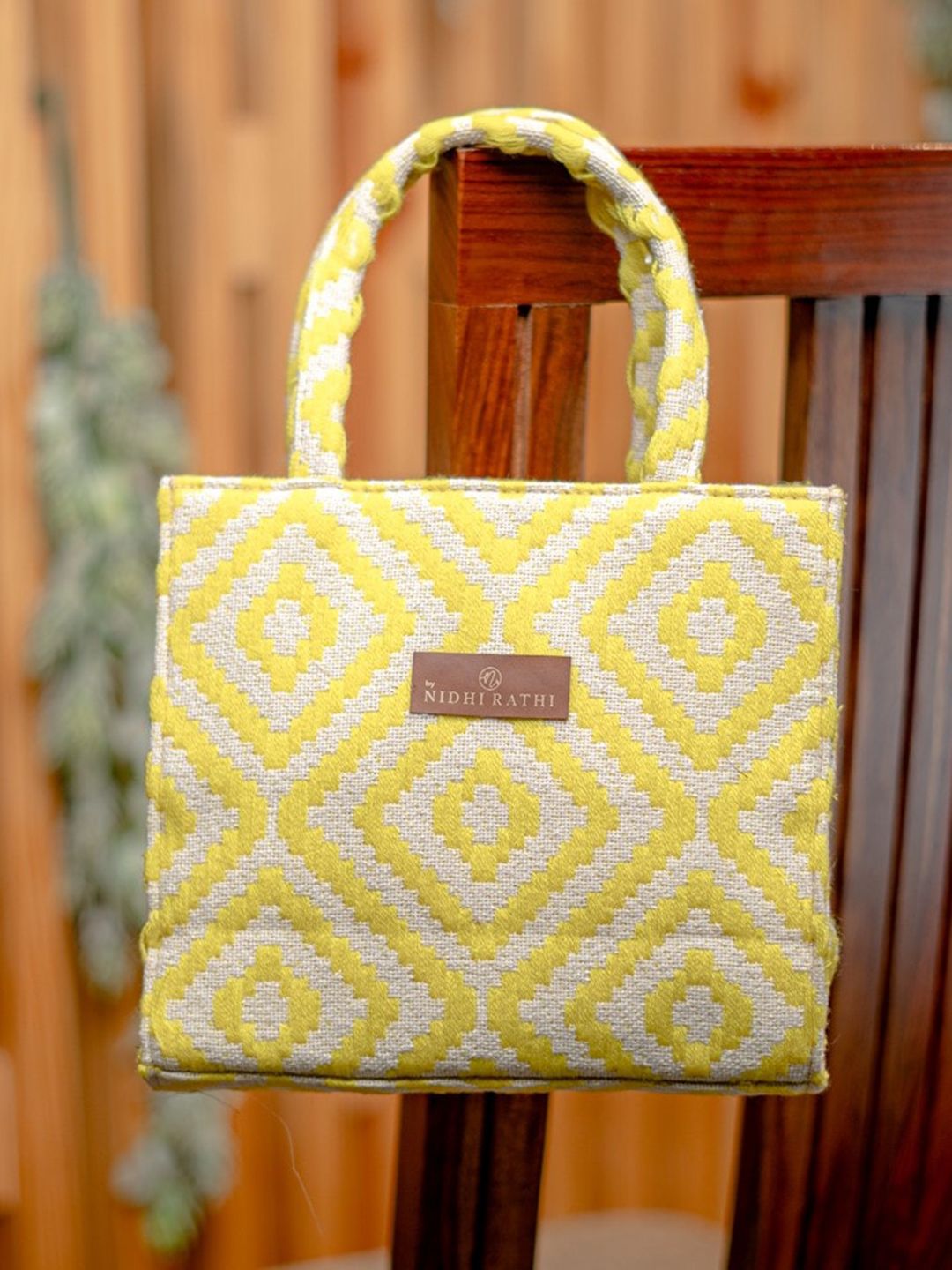 NR By Nidhi Rathi White Self Small Shopper Tote Bag Sling Handbag