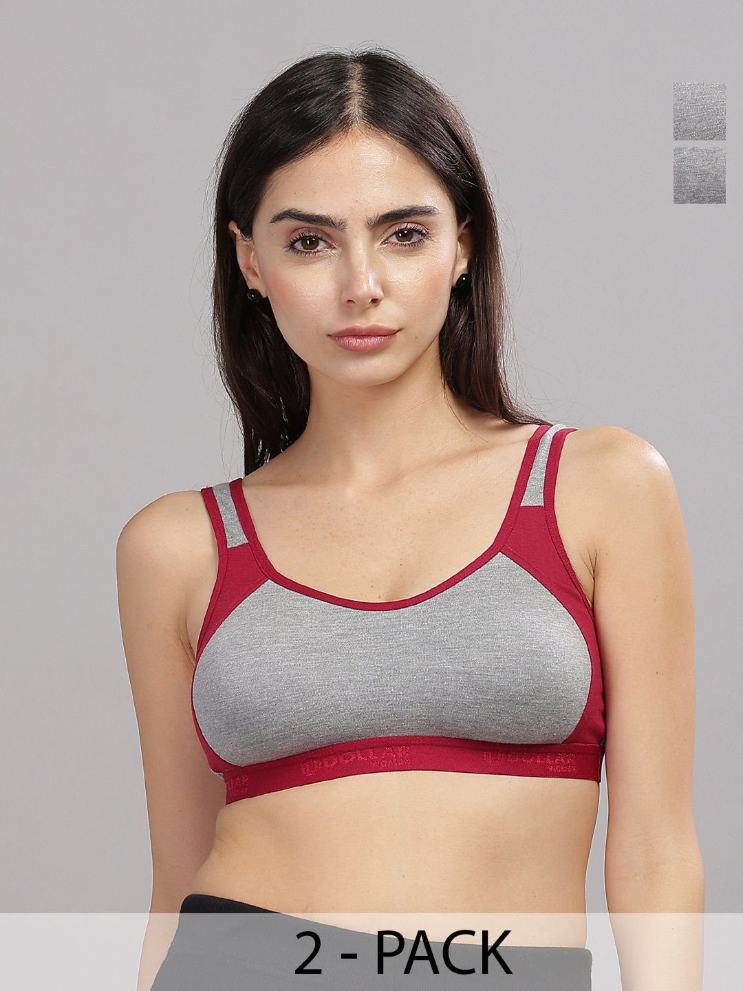 Dollar Missy Pack of 2 Cotton Wire-Free Moulded Sports Bra DSP-3001-R3-CGM-PO2