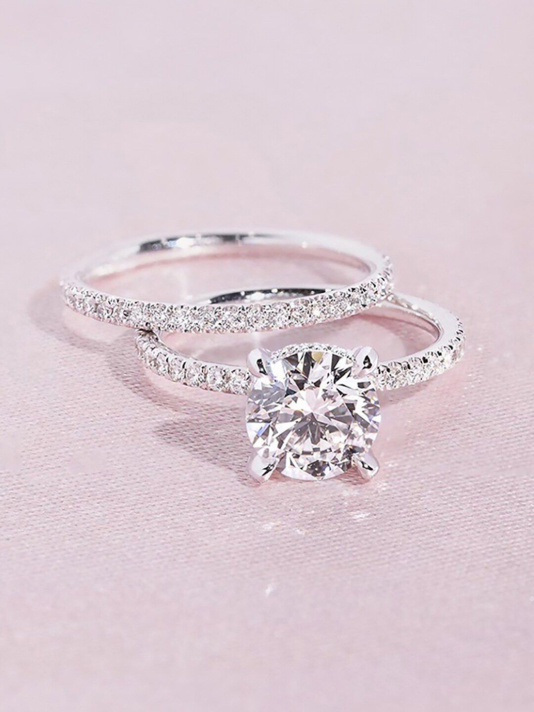 Buy Peora Set Of 2 Silver Plated AD Studded Finger Rings -  - Accessories for Women