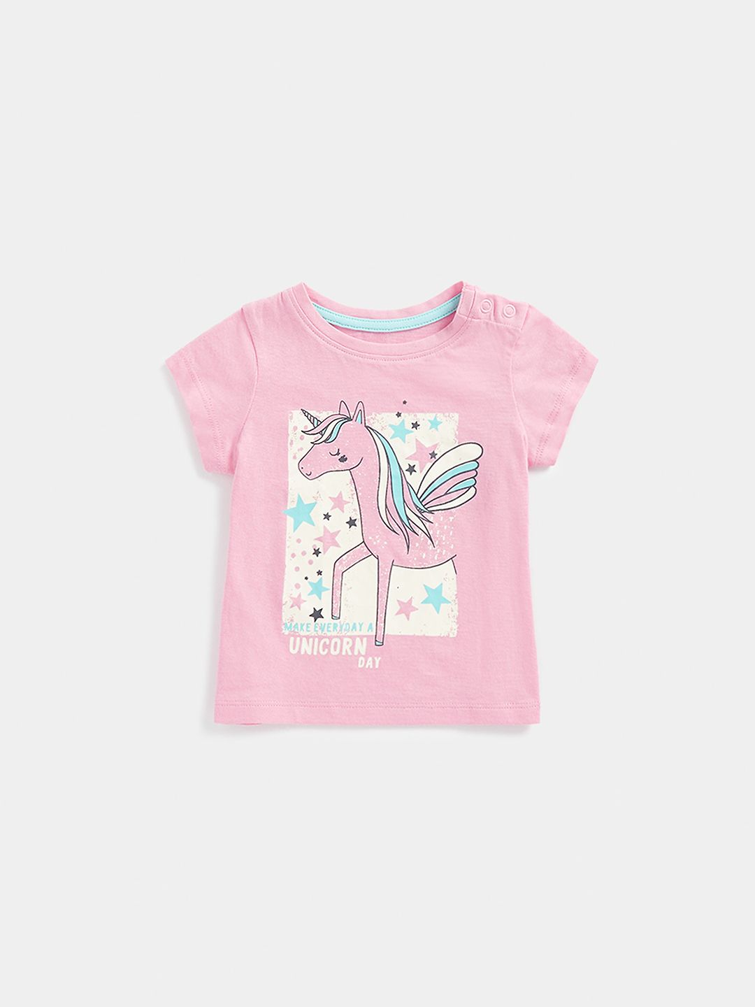 mothercare Girls Unicorn Print Knitted Pure Cotton T-shirt