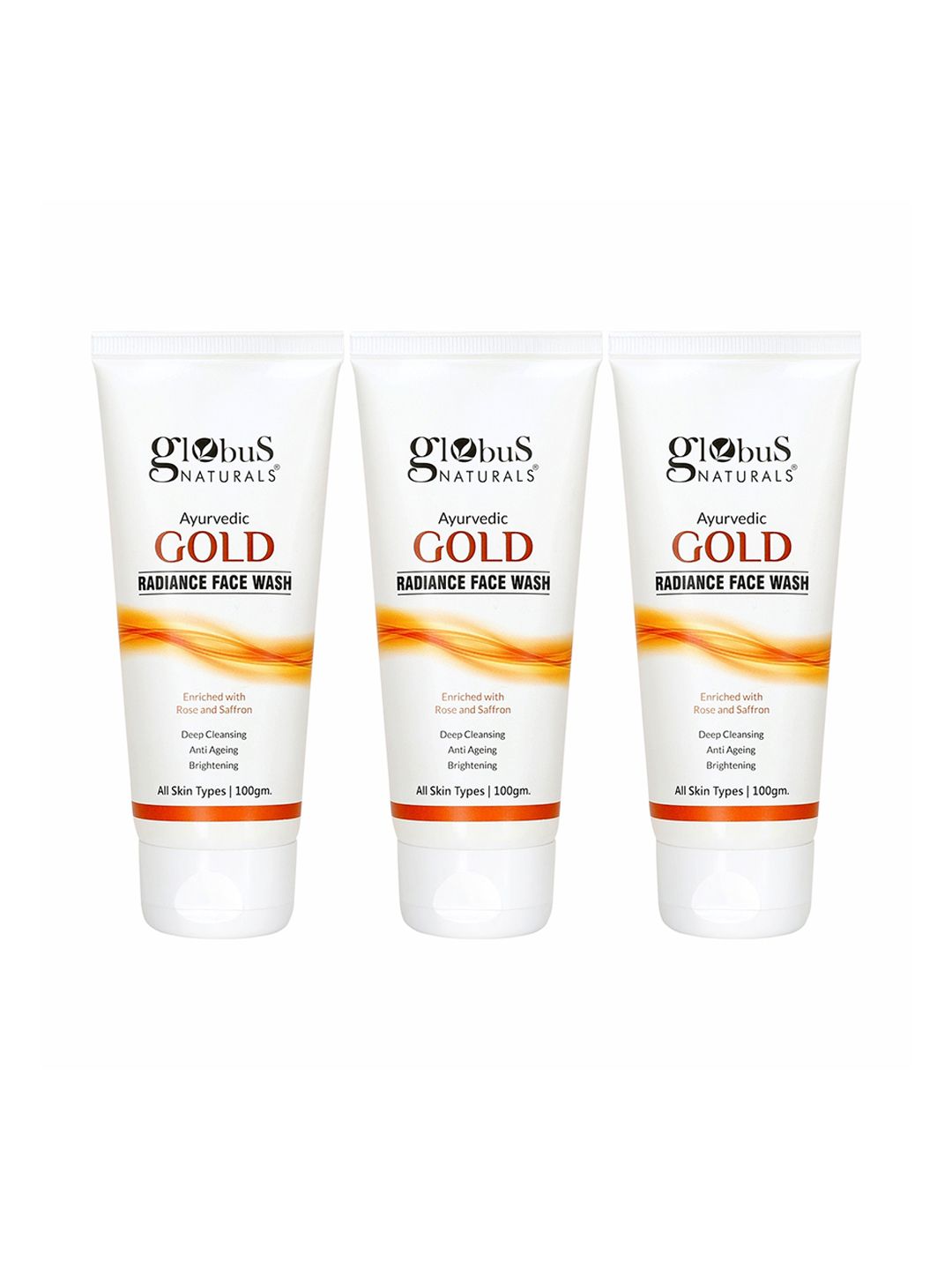 Globus naturals Set Of 3 Gold Radiance Anti Ageing & Brightening Face Wash 100 gm Each