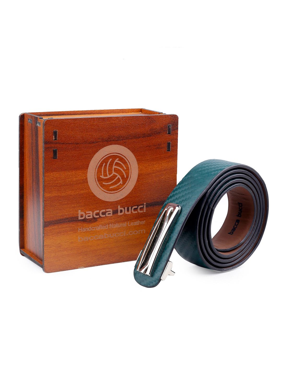 bacca bucci Men Green Leather Buckle Casual Belt