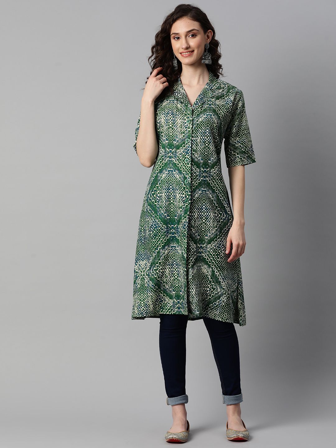 Indibelle Women Printed Button Shrug
