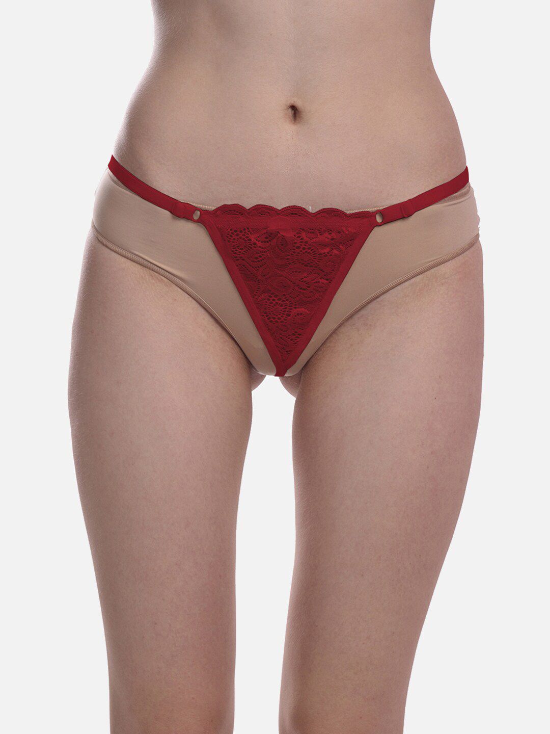 StyFun Self-Design Anti-Microbial Low-Rise Thongs Briefs LS_Net_ThongPanty_Maroon_FS