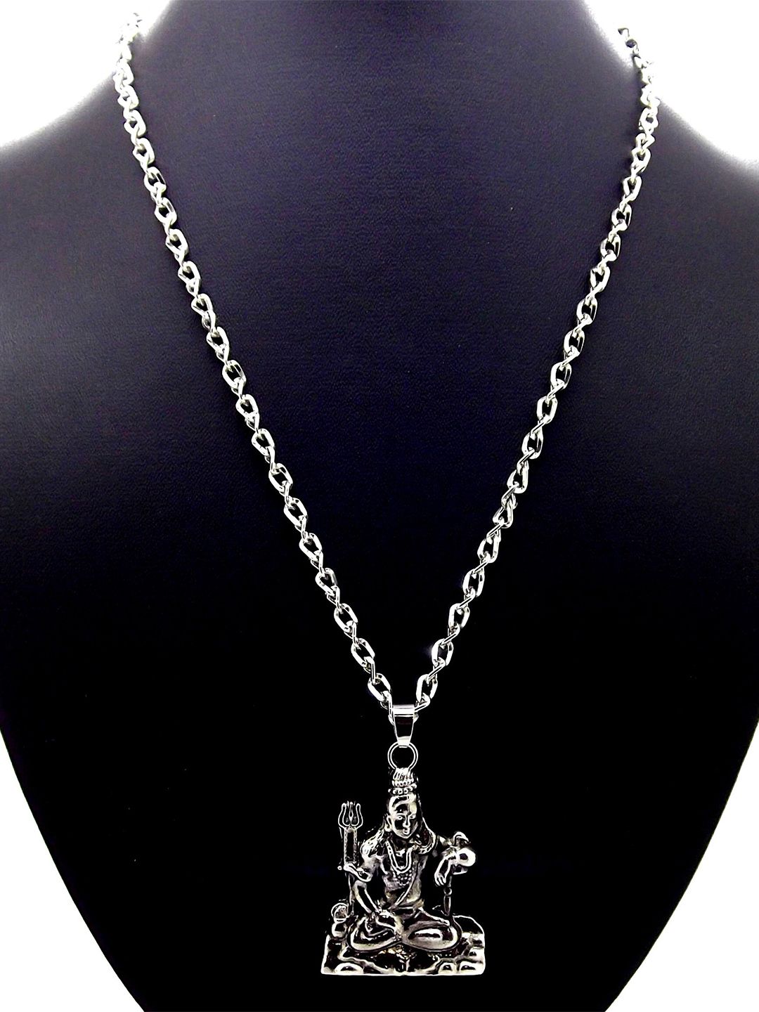 FEMMIBELLA Men Shivji Bholenath Mahadev Silver-Plated Chain with Pendant