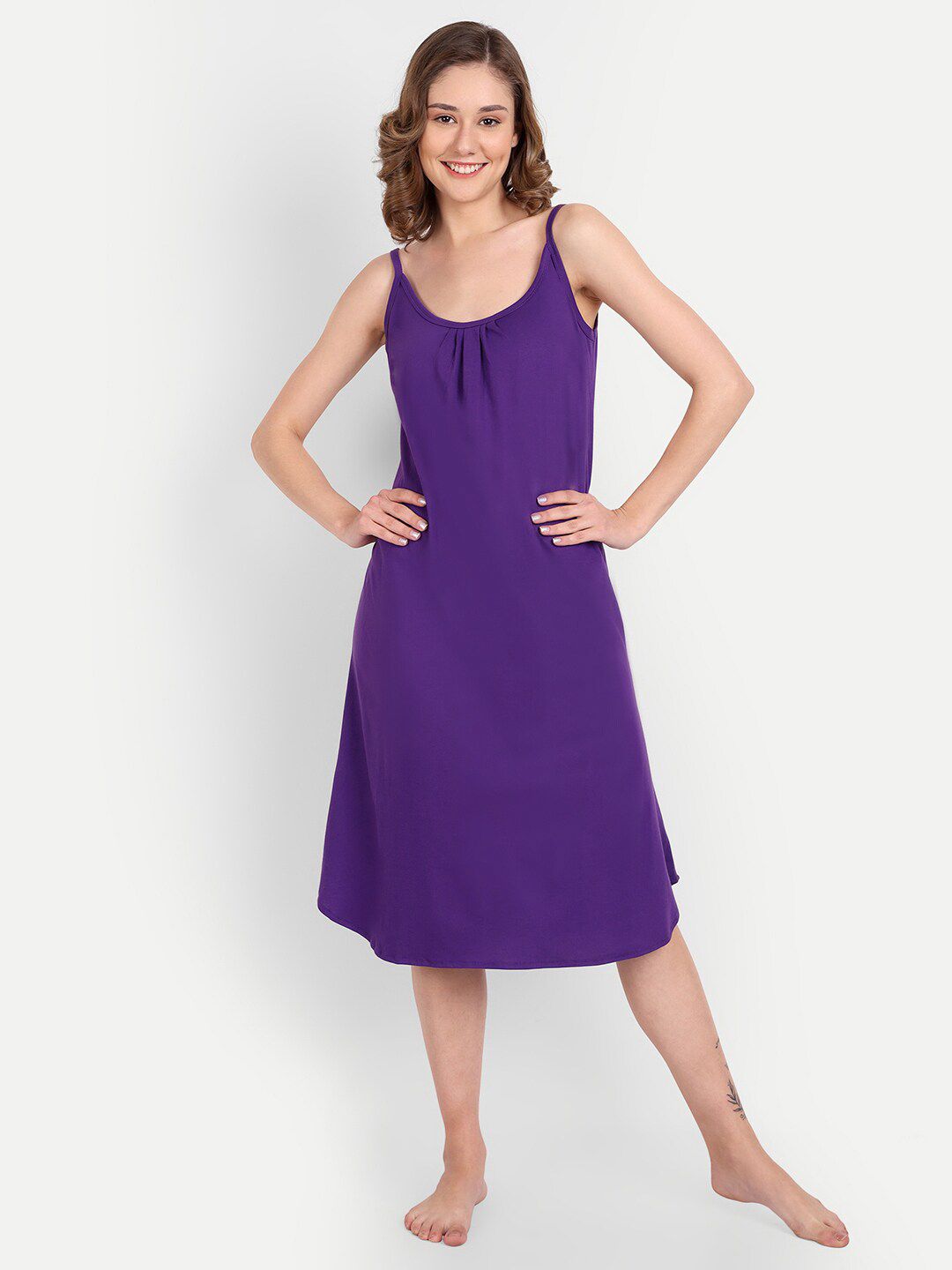BLAZON Plus Size Scoop Neck Pure Cotton Nightdress