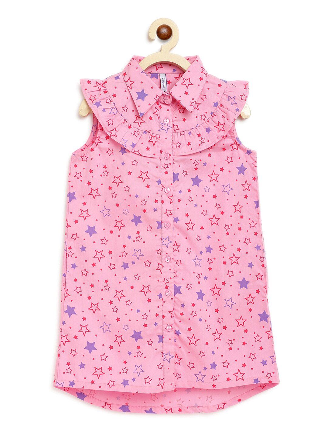 Campana Girls Sleeveless Knee Length A-Line Printed Cotton Dress
