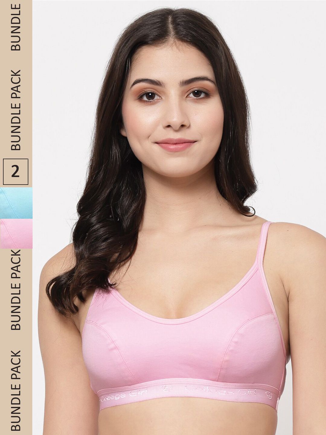 College Girl Pack Of 2 Cotton Non Padded All Day Comfort Training or Gym Cut & Sew Bra