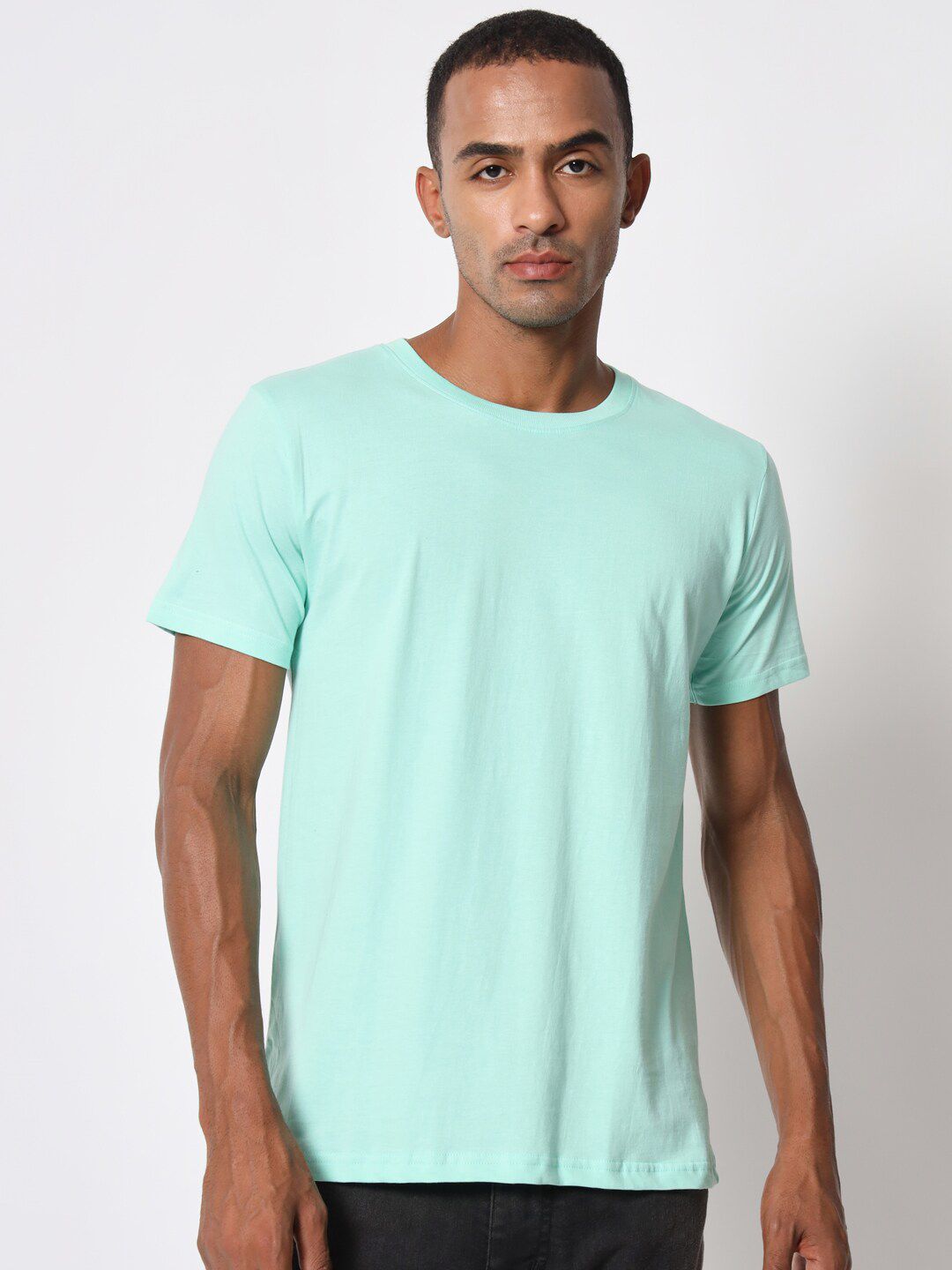 Mint Green Round Neck Regular Fit T-shirt