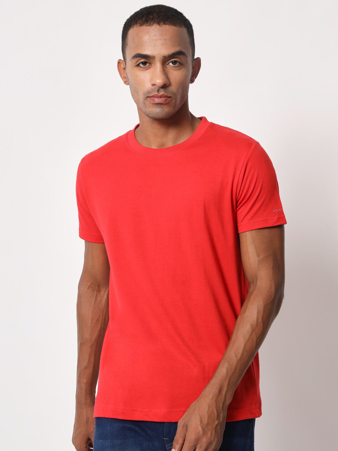 Aristitch Round Neck Cotton Regular Fit T-shirt