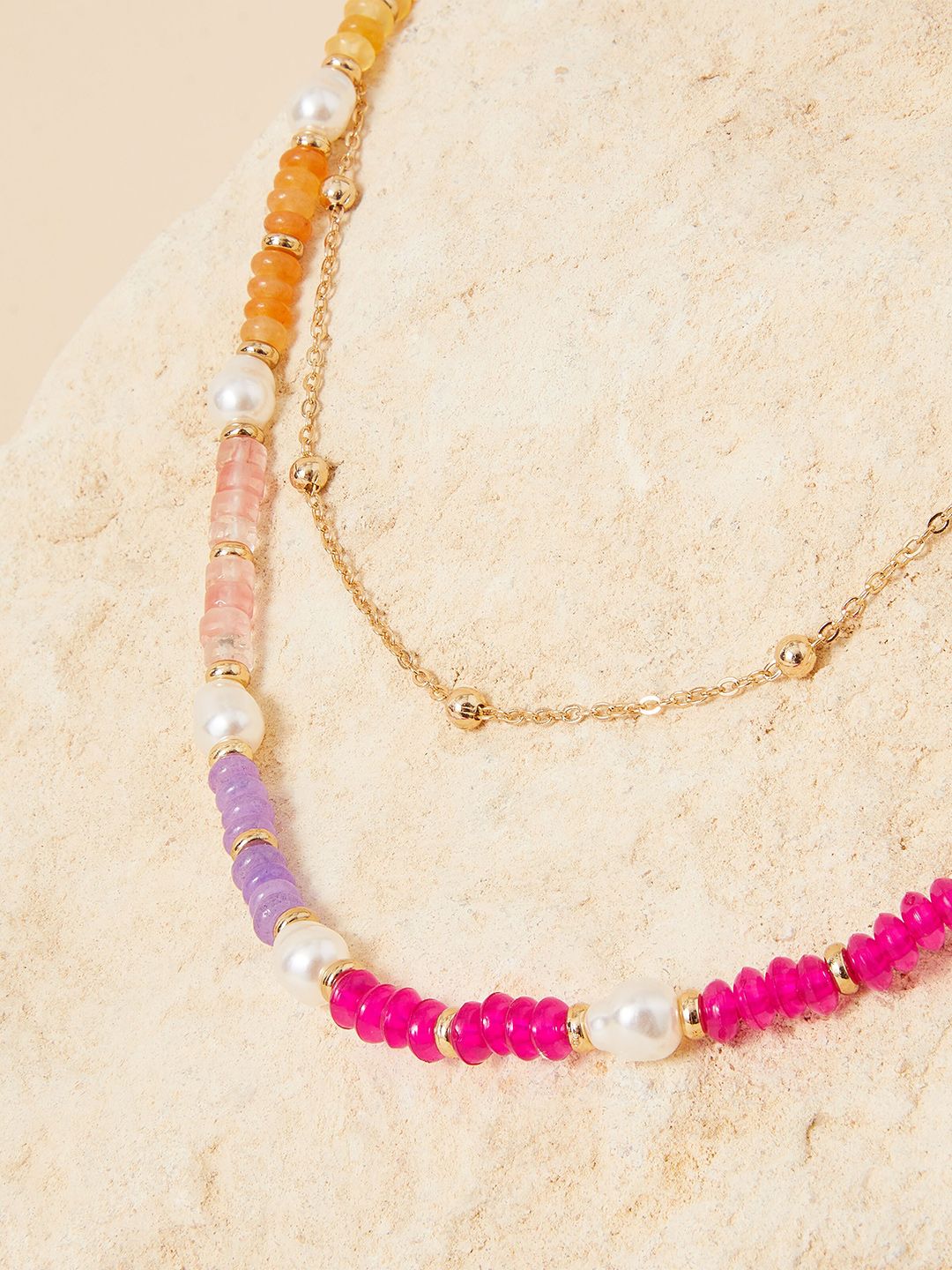 Buy Accessorize Gold Plated Beaded Layered Necklace -  - Accessories for Women