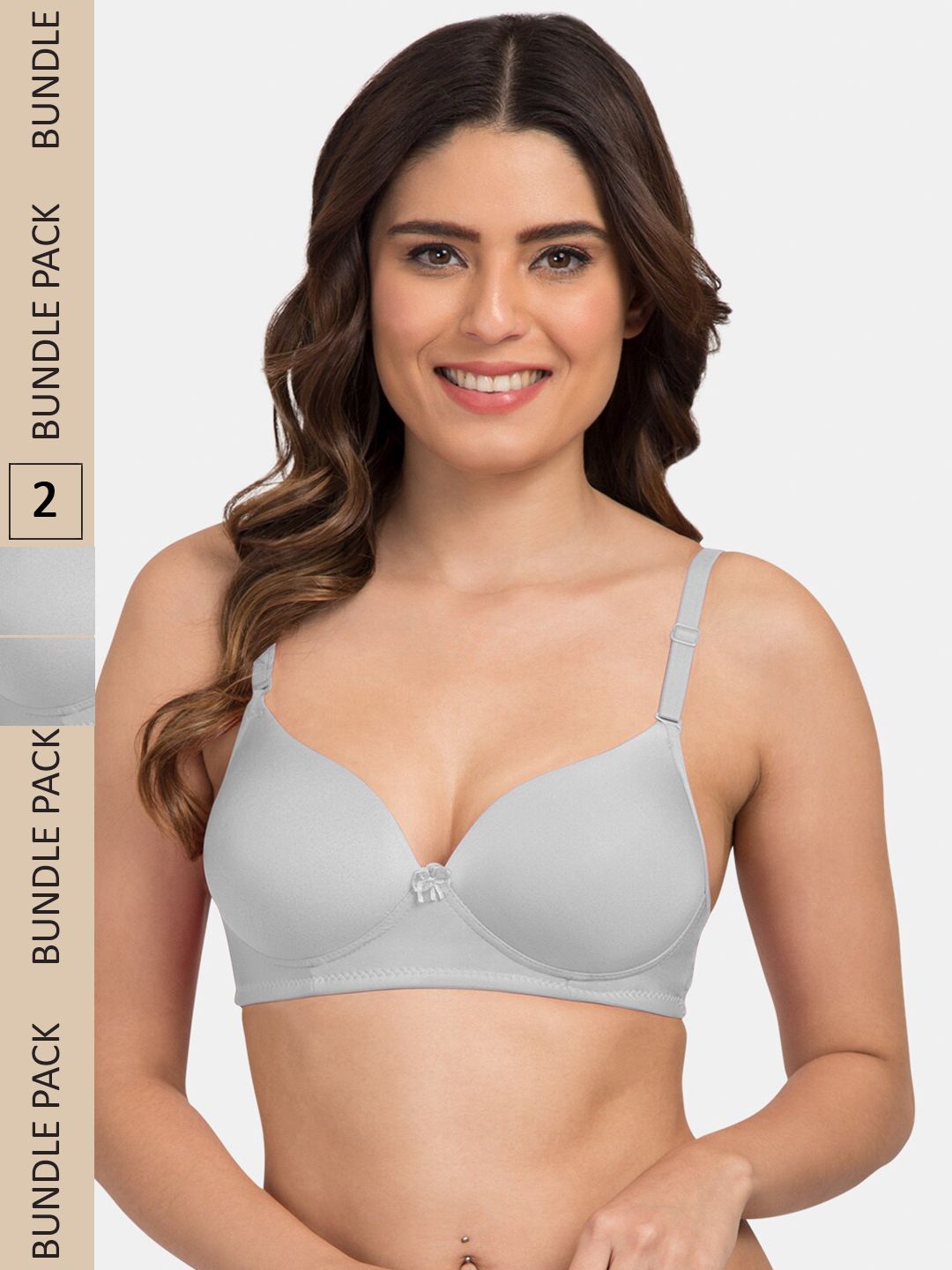 TweensPack of 2 Heavily Padded 3/4th Coverage Semi Push-Up Seamless T-Shirt Bra