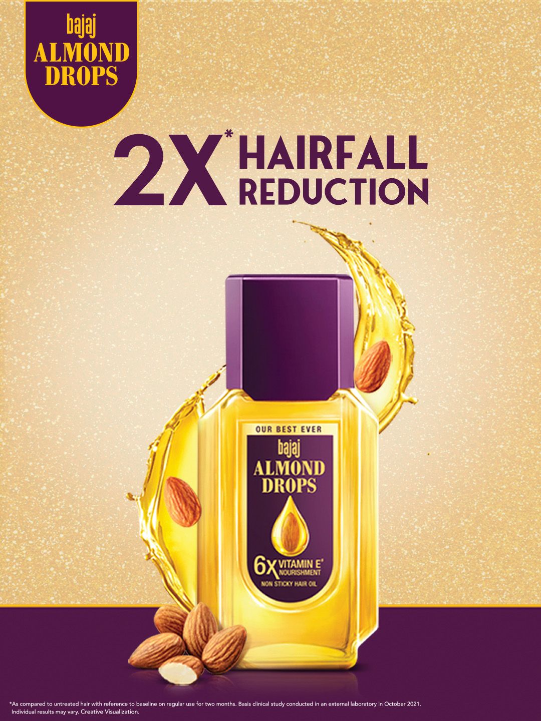 BAJAJ CONSUMER CARE Almond Drops 6X Vitamin E Nourishment Non-Sticky Hair Oil - 650 ml
