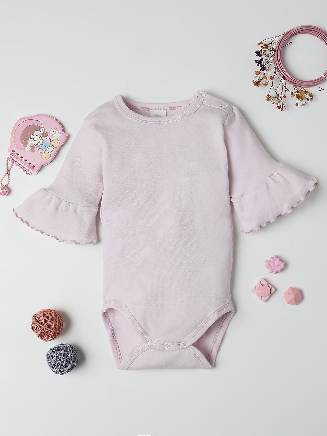 Fancy Fluff Infant Girls Bell Sleeves Knitted Pure Cotton Bodysuit