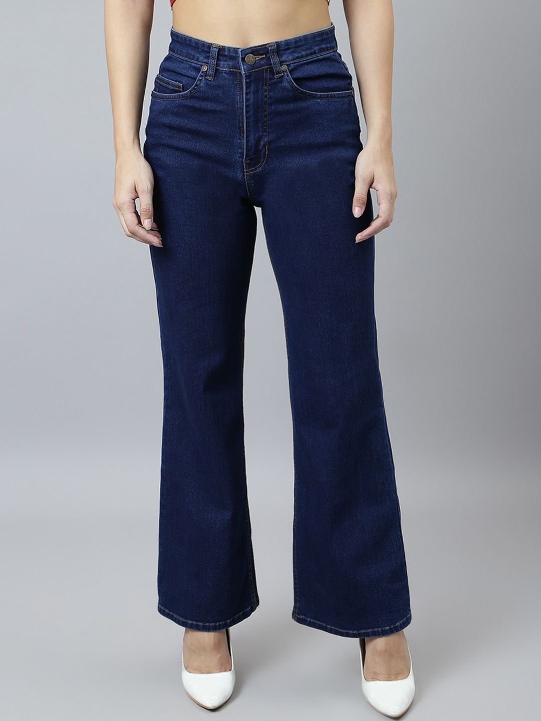 GUTI Women Flared Clean Look High-Rise Bootcut Stretchable Jeans